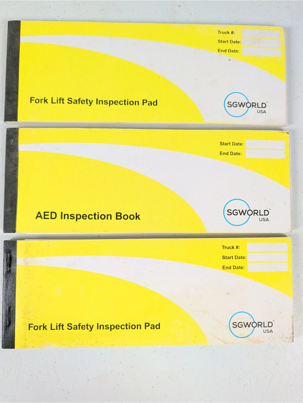 SGWorld USA Fork Lift Safety Inspection Pad & AED Inspection Black Bound Spine